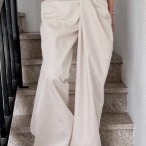 Asymmetrical Twist Solid Wide Leg Pants