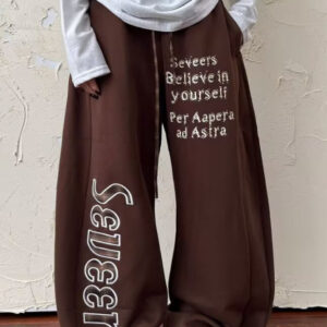 Plaid Patchwork Letter Graphic Baggy Sweat Pants